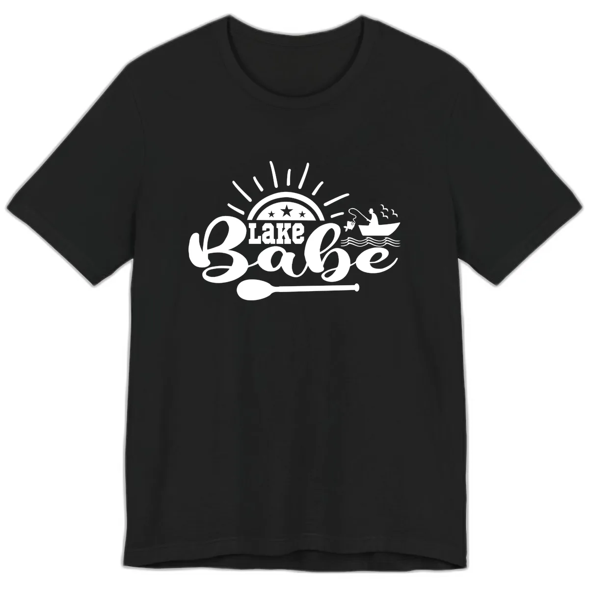 Lake Babe Fishing Boat Design Premium T-Shirt in Black