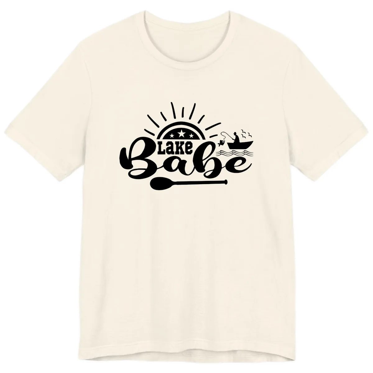 Lake Babe Fishing Boat Design Premium T-Shirt in Natural