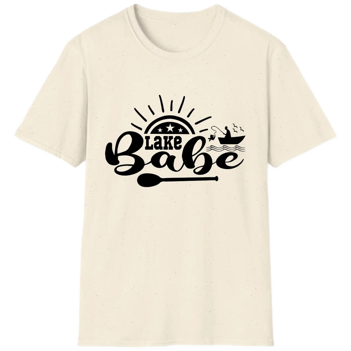 Lake Babe Fishing Boat Design T-Shirt in Natural