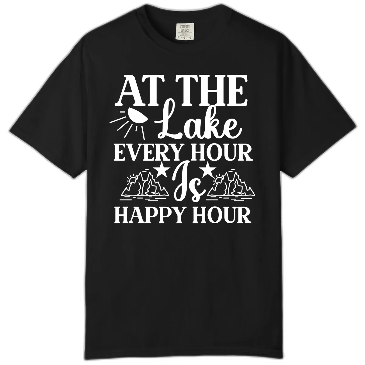 Lake Life Every Hour Is Happy Hour Comfort Color in Black