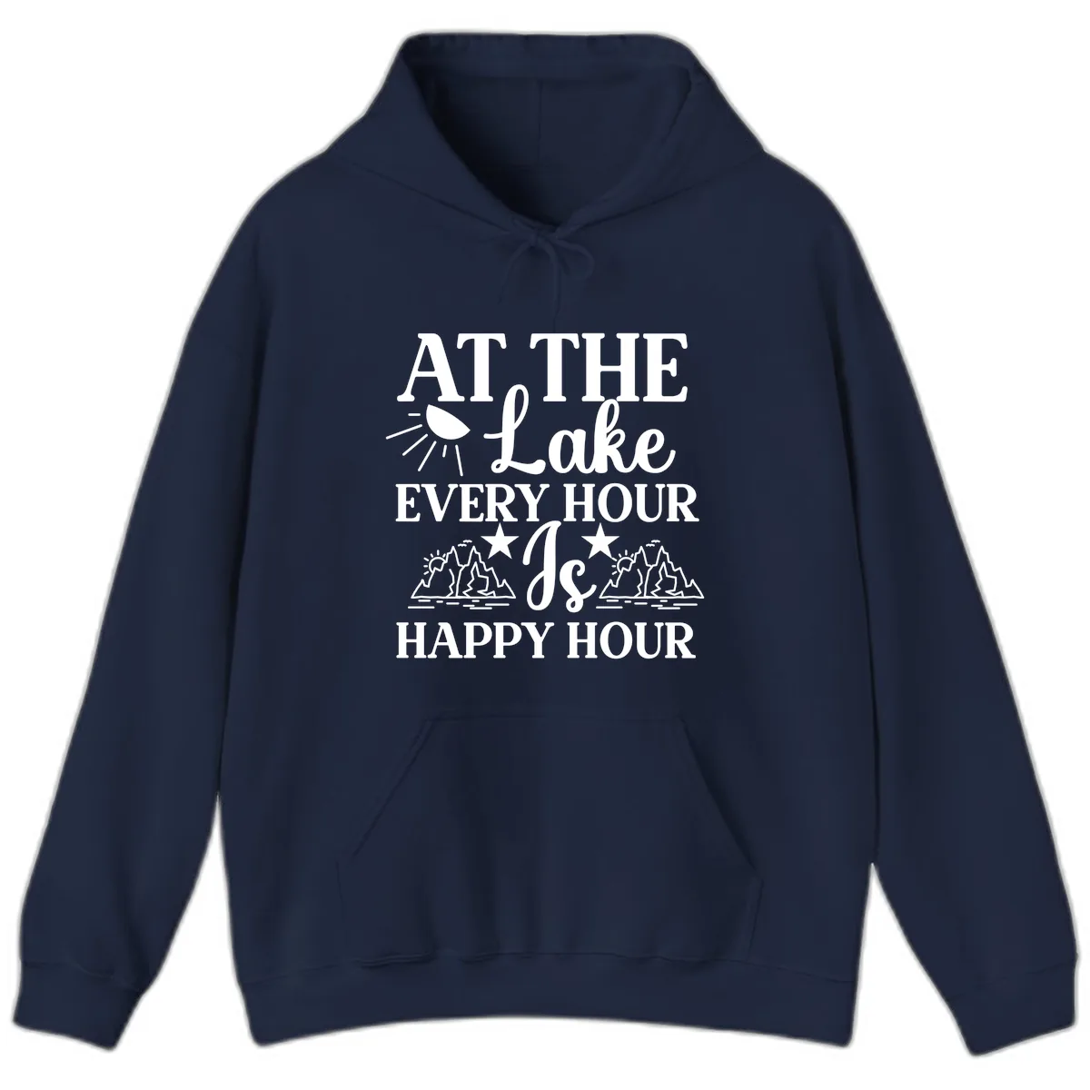 Lake Life Every Hour Is Happy Hour Hoodie in Navy