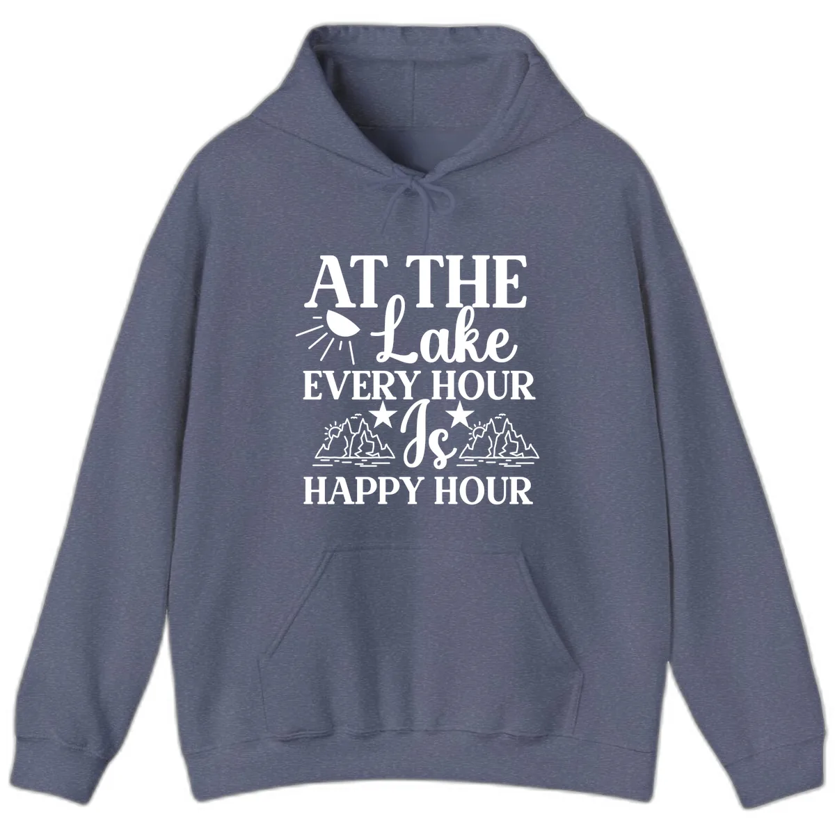 Lake Life Every Hour Is Happy Hour Hoodie in Heather Navy