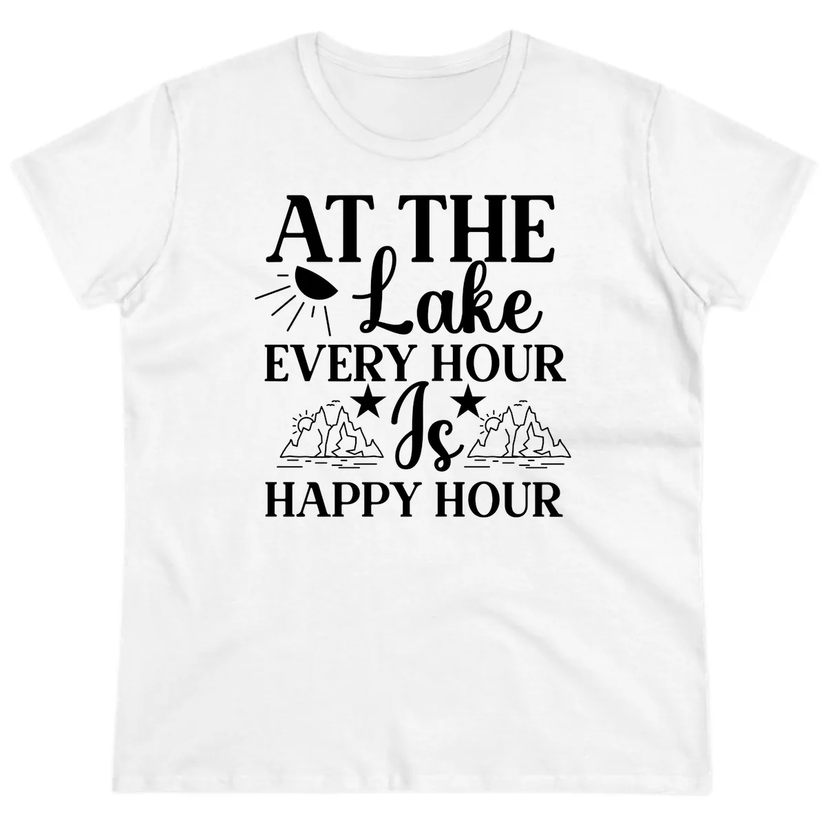 Lake Life Every Hour Is Happy Hour Ladies Tee in White
