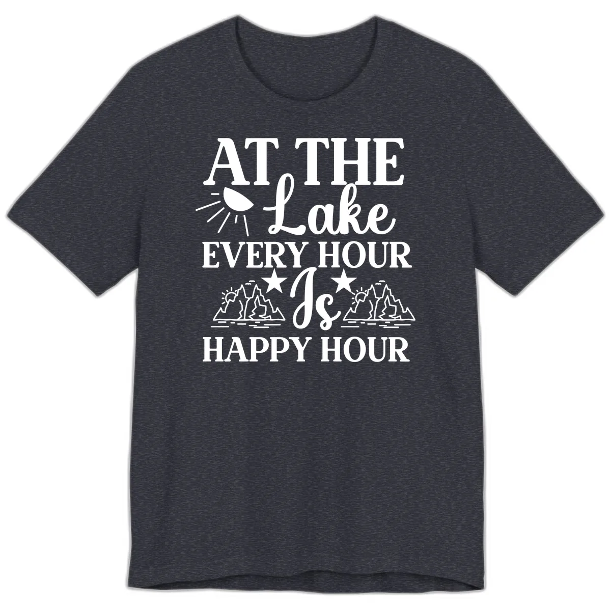 Lake Life Every Hour Is Happy Hour Premium T-Shirt in Heather Navy