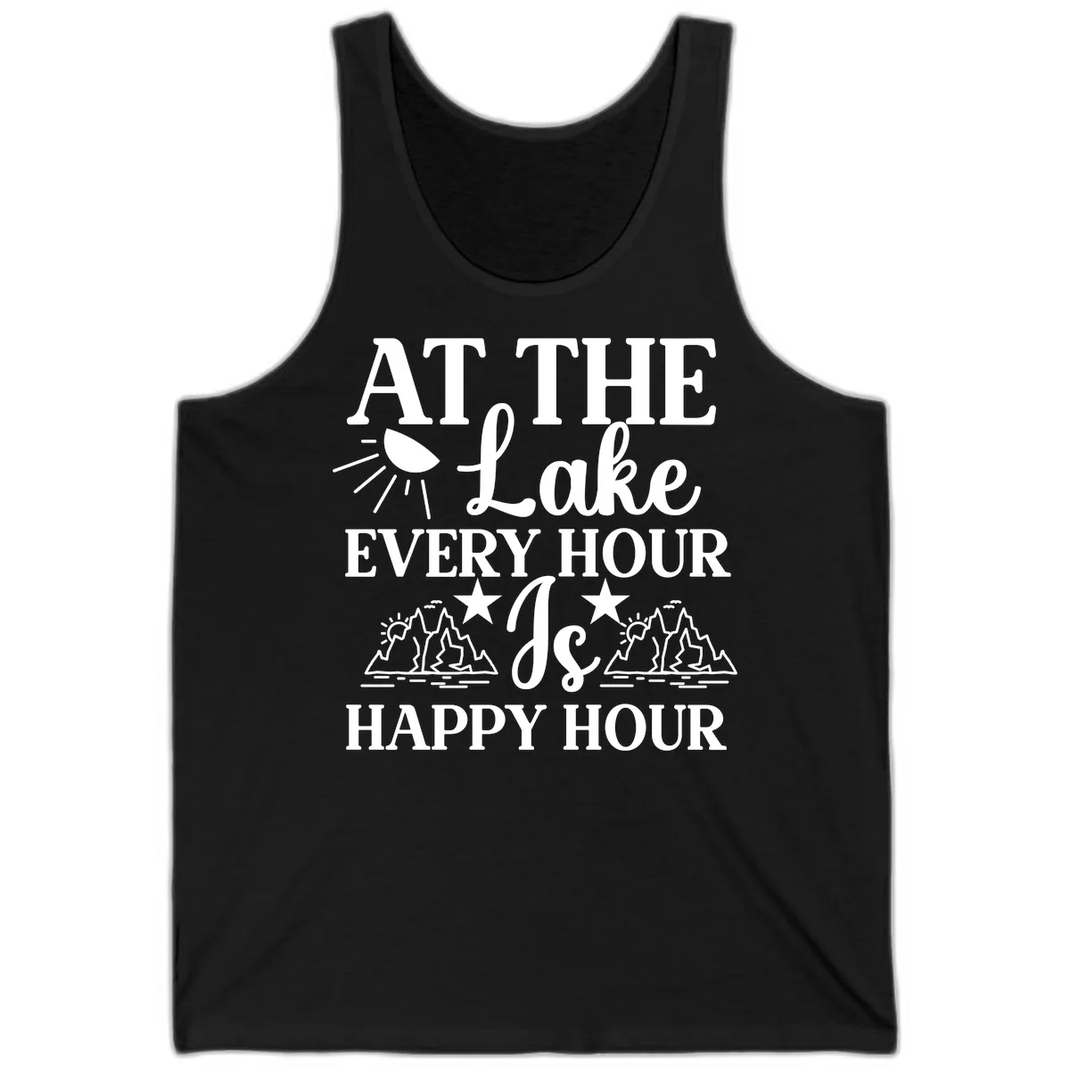 Lake Life Every Hour Is Happy Hour Tank in Black