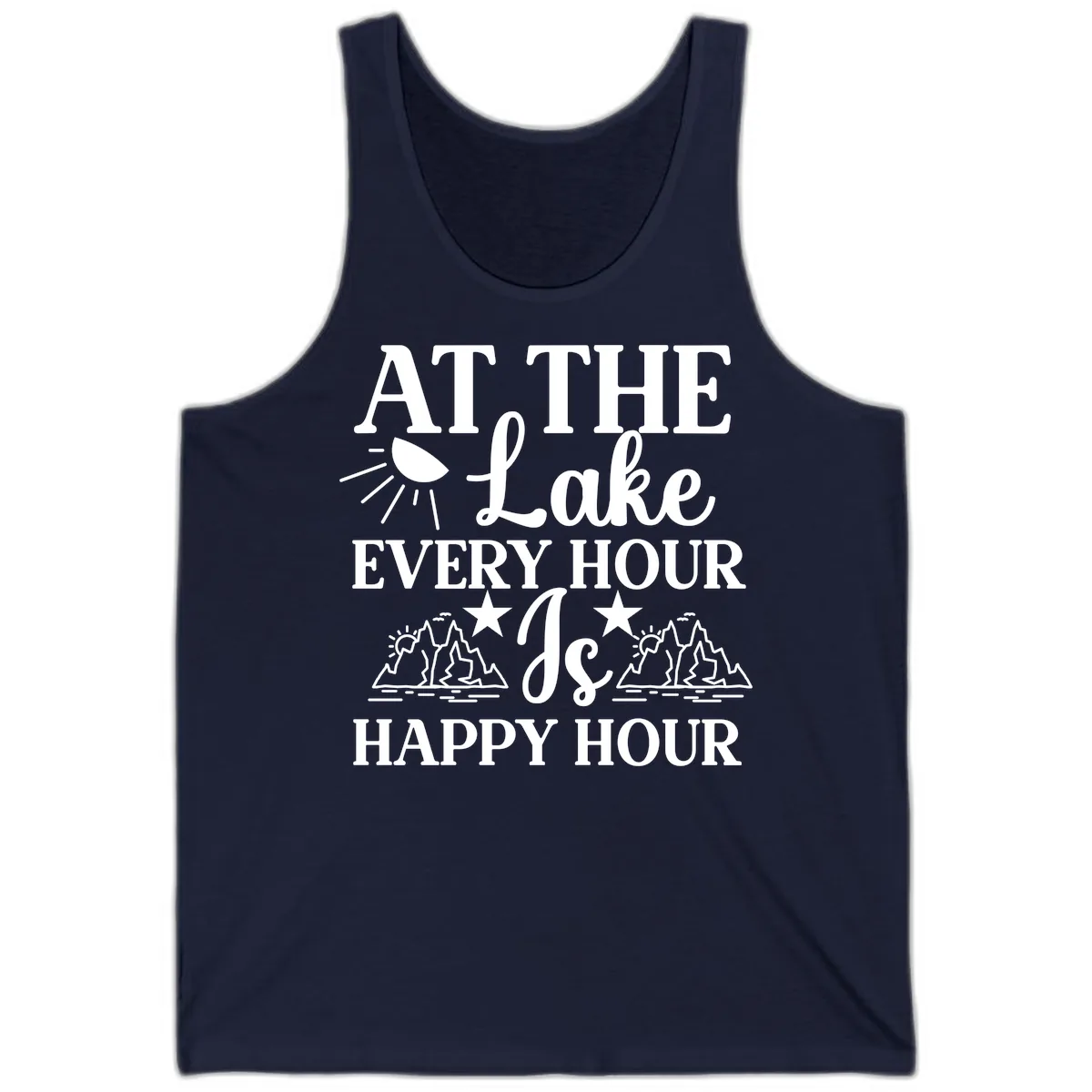 Lake Life Every Hour Is Happy Hour Tank in Navy