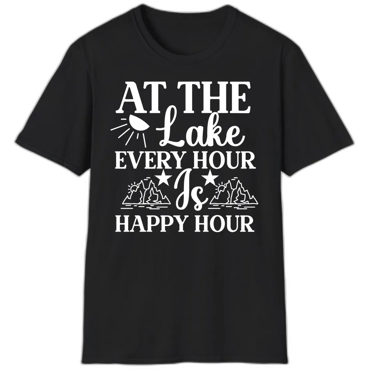Lake Life Every Hour Is Happy Hour T-Shirt in Black