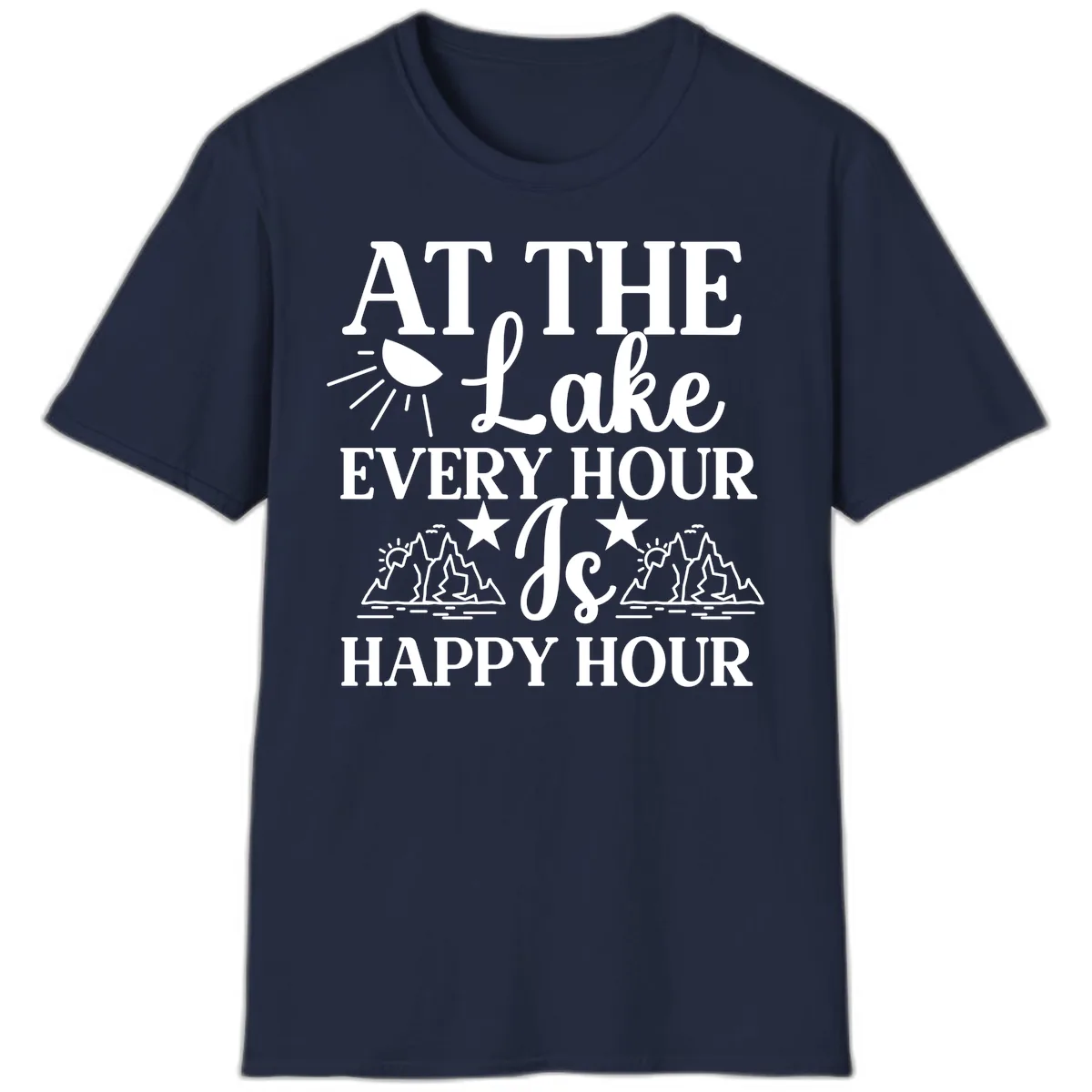 Lake Life Every Hour Is Happy Hour T-Shirt in Navy