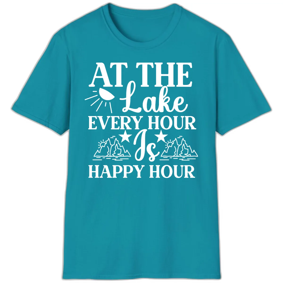 Lake Life Every Hour Is Happy Hour T-Shirt in Tropical Blue