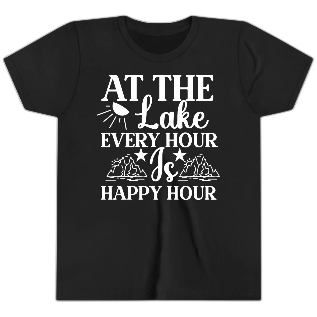 Lake Life Every Hour Is Happy Hour Youth T-Shirt in Black