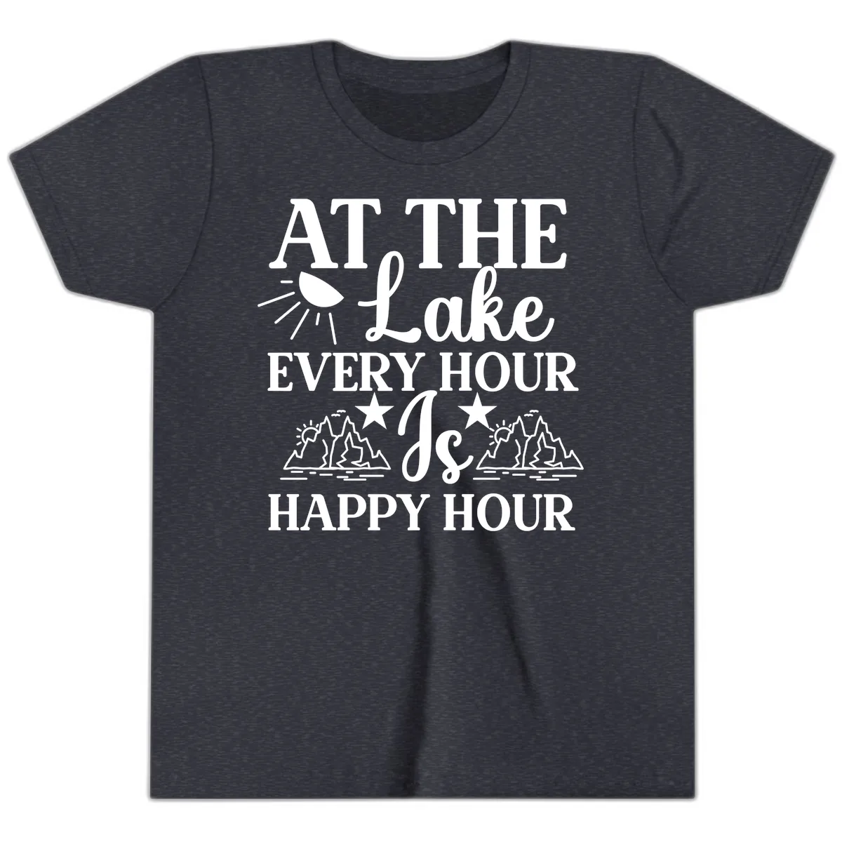 Lake Life Every Hour Is Happy Hour Youth T-Shirt in Heather Navy