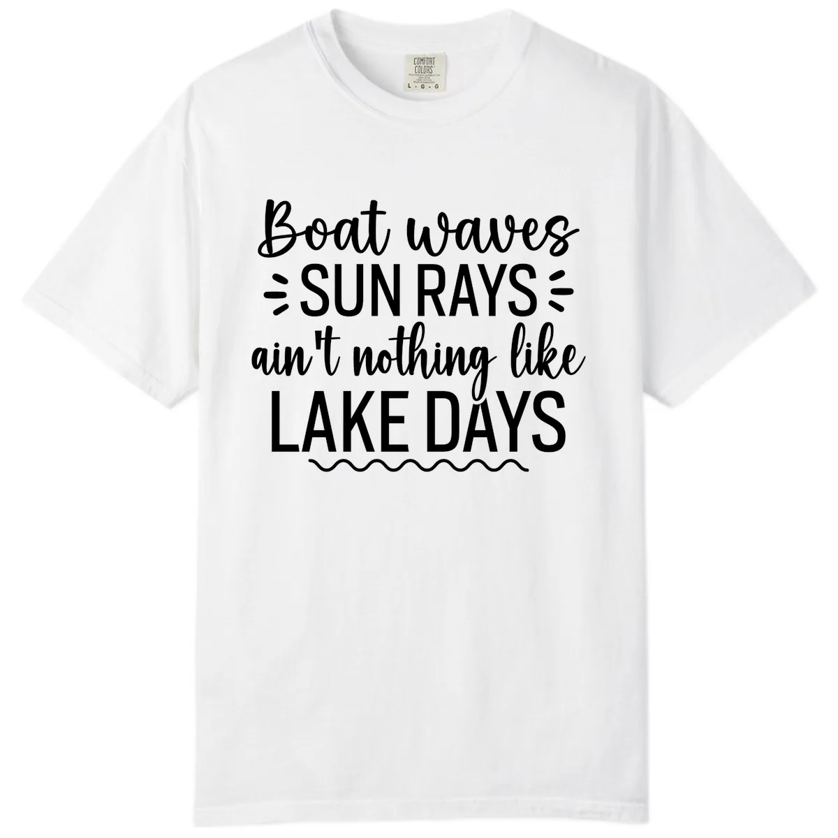 Boat Waves Sun Rays Lake Days Design Comfort Color in White