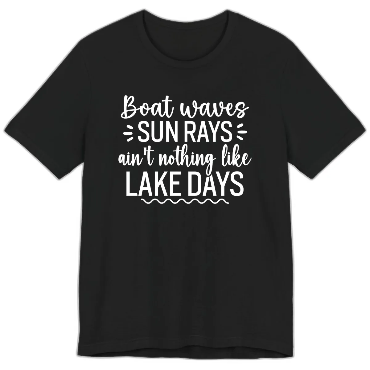 Boat Waves Sun Rays Lake Days Design Premium T-Shirt in Black