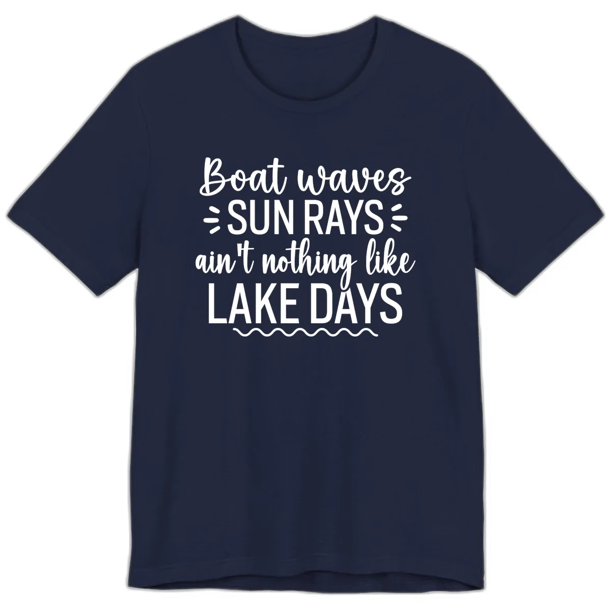 Boat Waves Sun Rays Lake Days Design Premium T-Shirt in Navy
