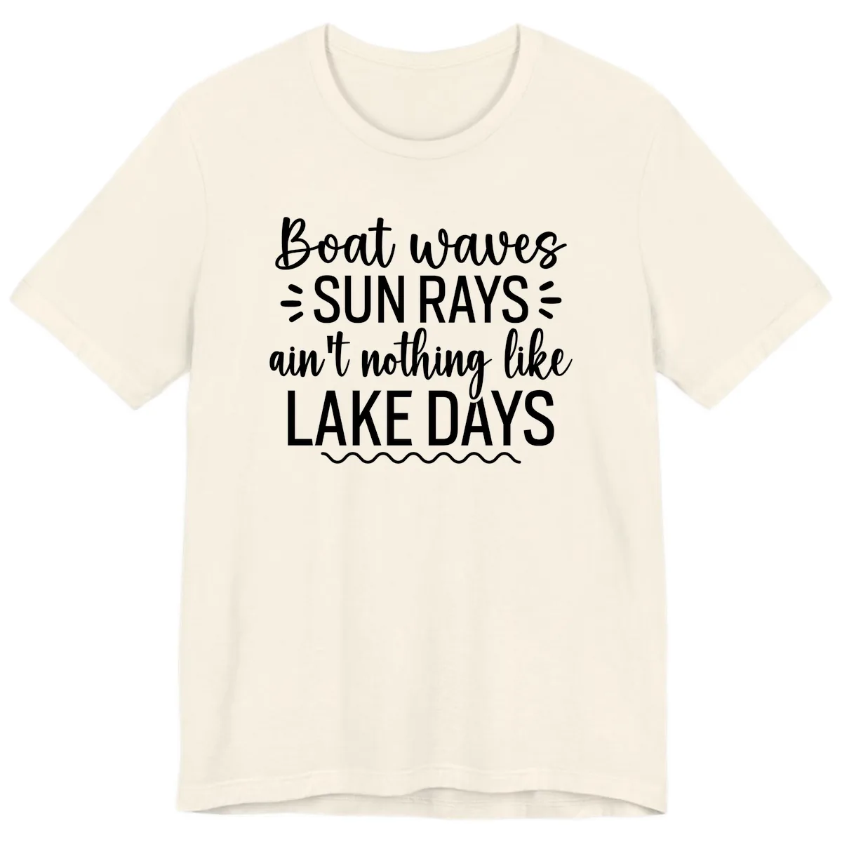 Boat Waves Sun Rays Lake Days Design Premium T-Shirt in Natural