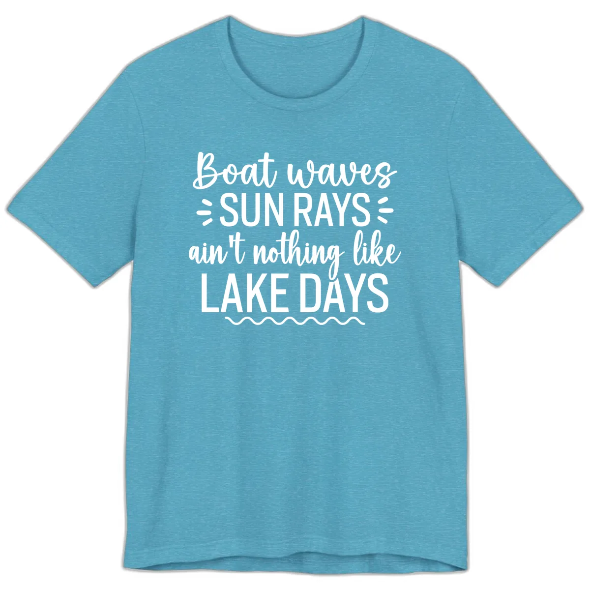Boat Waves Sun Rays Lake Days Design Premium T-Shirt in Heather Aqua