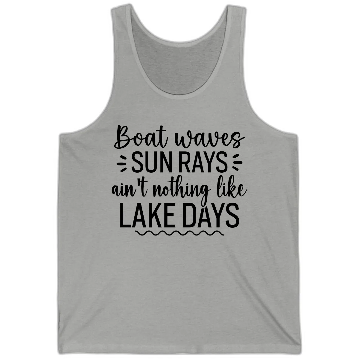Boat Waves Sun Rays Lake Days Design Tank in Athletic Heather