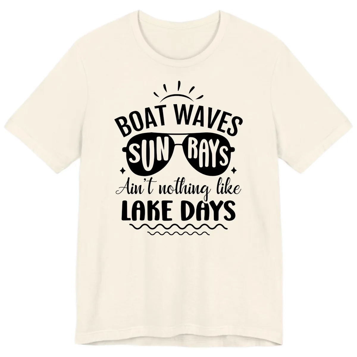 Boat Waves Sun Rays Lake Days Design Premium T-Shirt in Natural