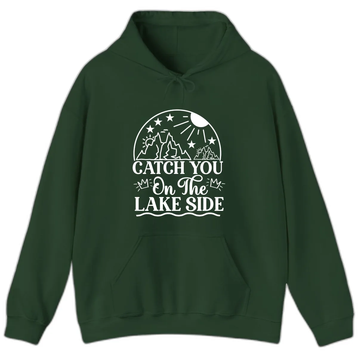 Catch You On The Lake Side Hoodie in Forest Green