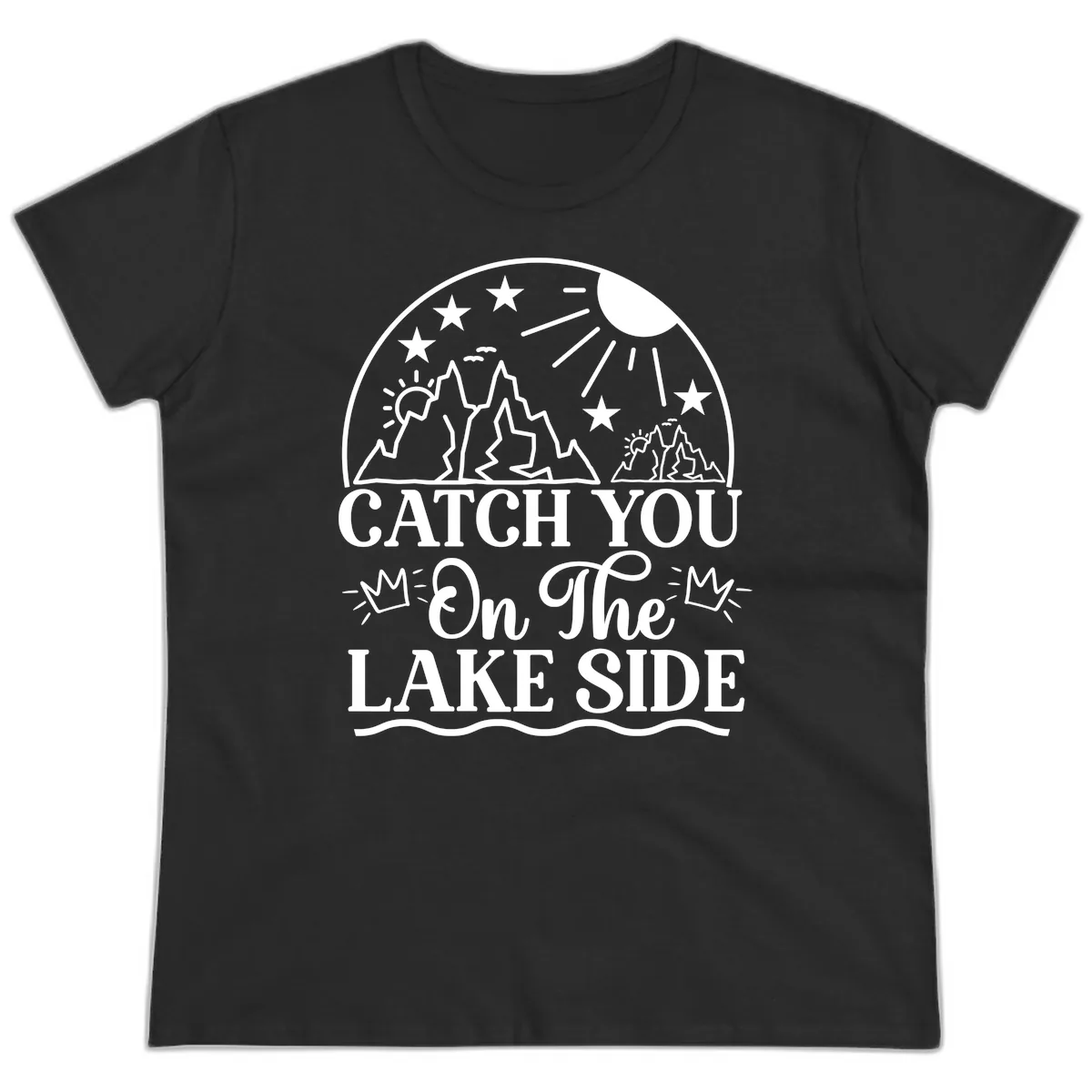 Catch You On The Lake Side Ladies Tee in Black