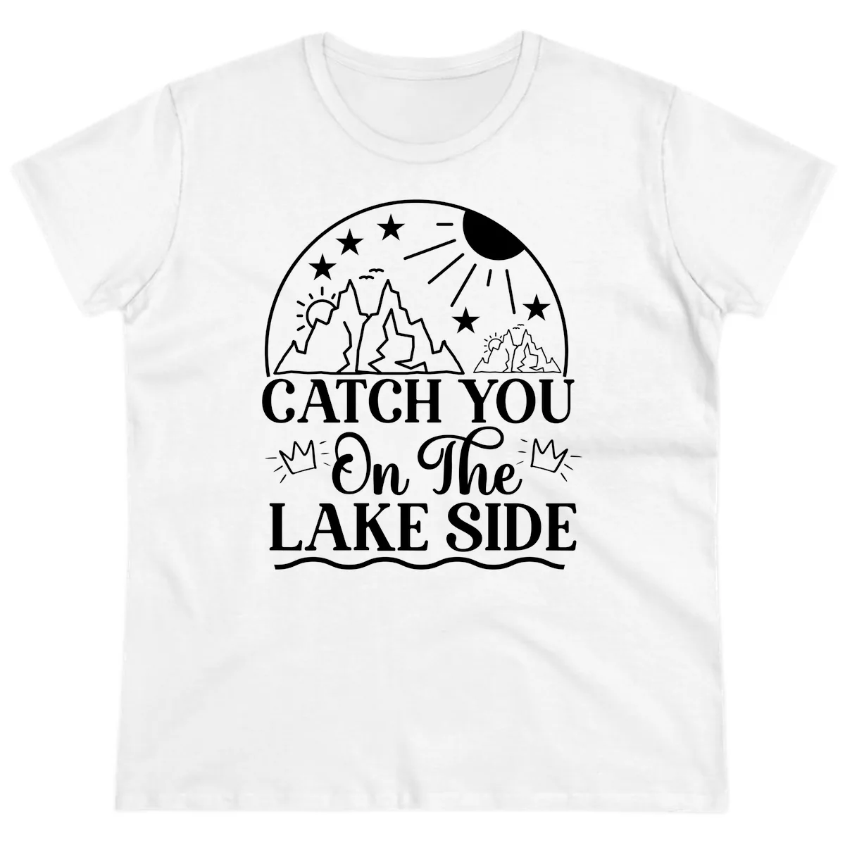 Catch You On The Lake Side Ladies Tee in White
