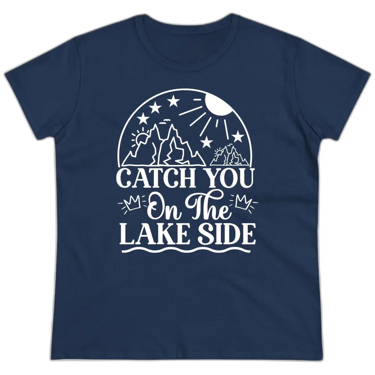 Catch You On The Lake Side Ladies Tee in Navy