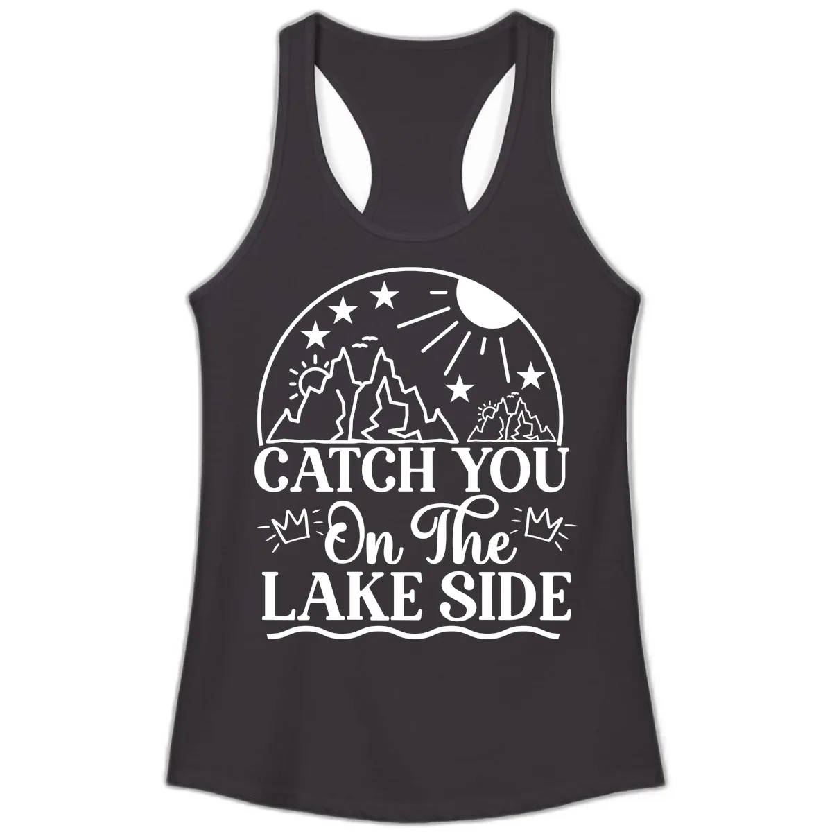 Catch You On The Lake Side Ladies Tank in Black