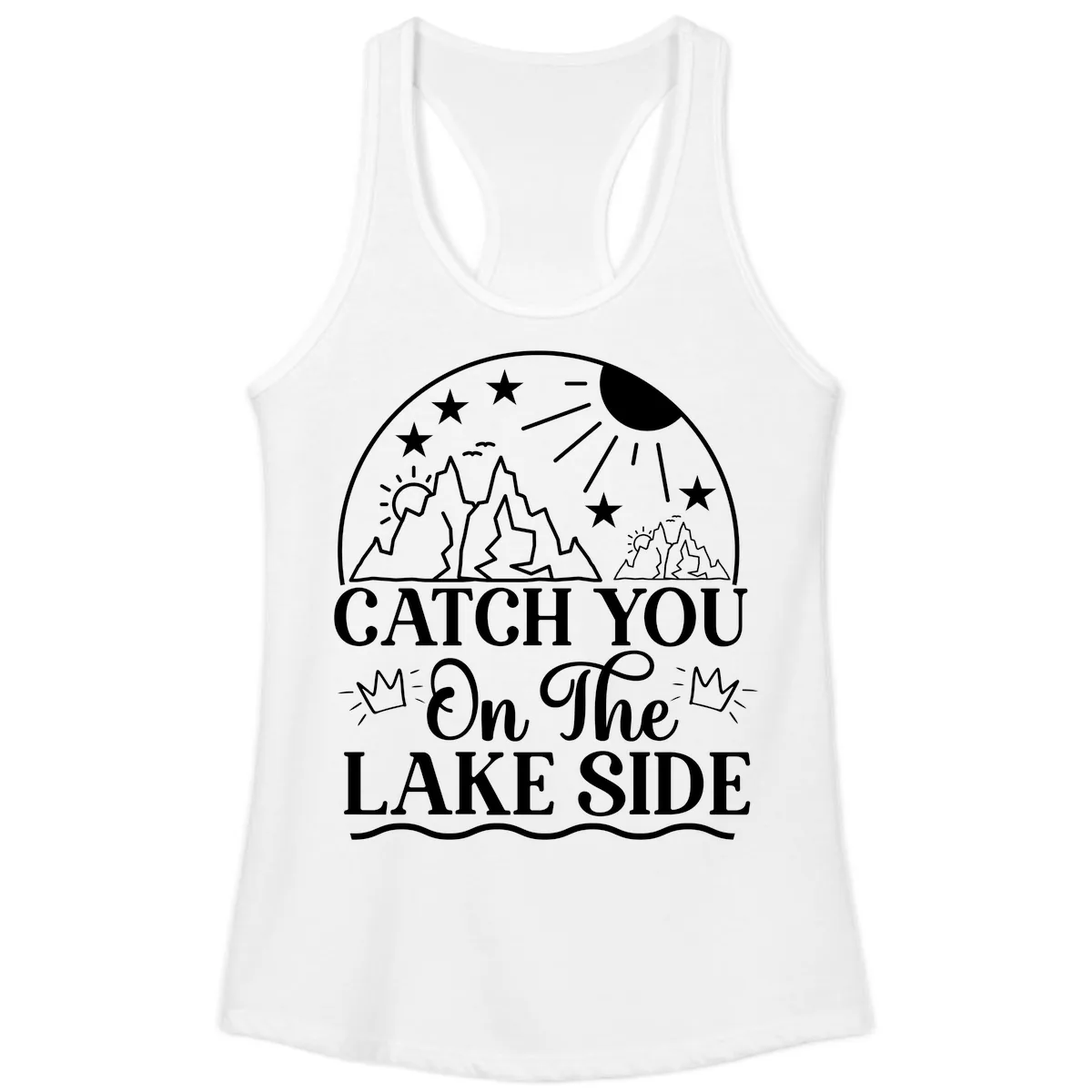 Catch You On The Lake Side Ladies Tank in White