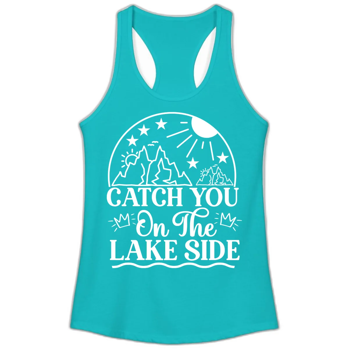 Catch You On The Lake Side Ladies Tank in Tahiti Blue