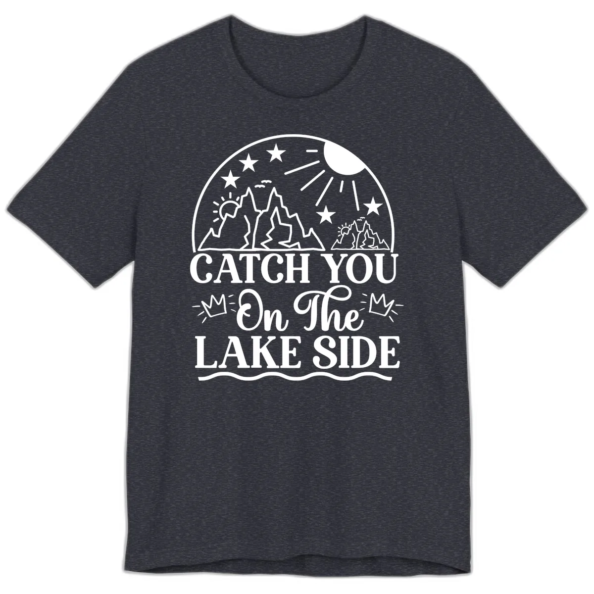 Catch You On The Lake Side Premium T-Shirt in Heather Navy