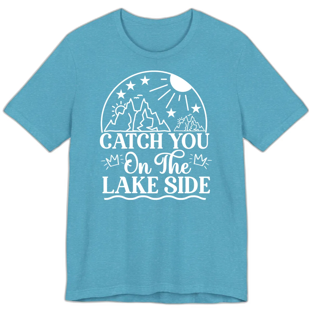 Catch You On The Lake Side Premium T-Shirt in Heather Aqua