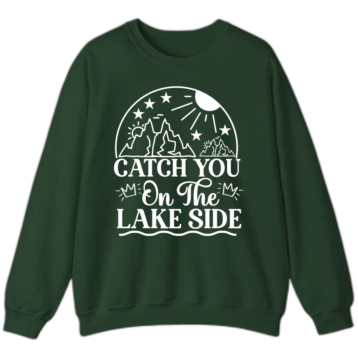 Catch You On The Lake Side Sweatshirt in Forest Green
