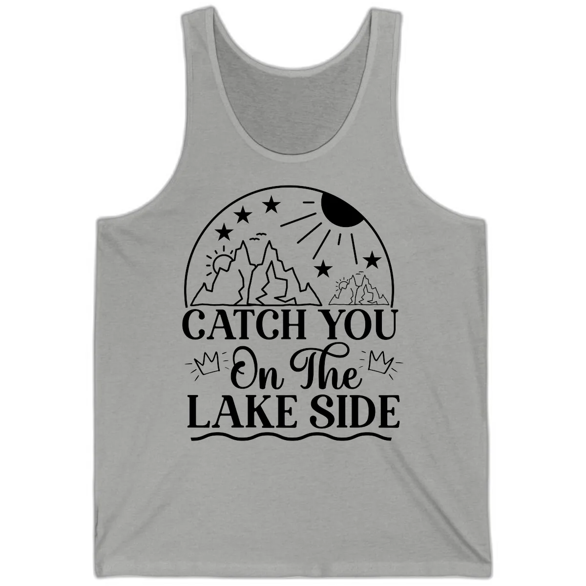 Catch You On The Lake Side Tank in Athletic Heather