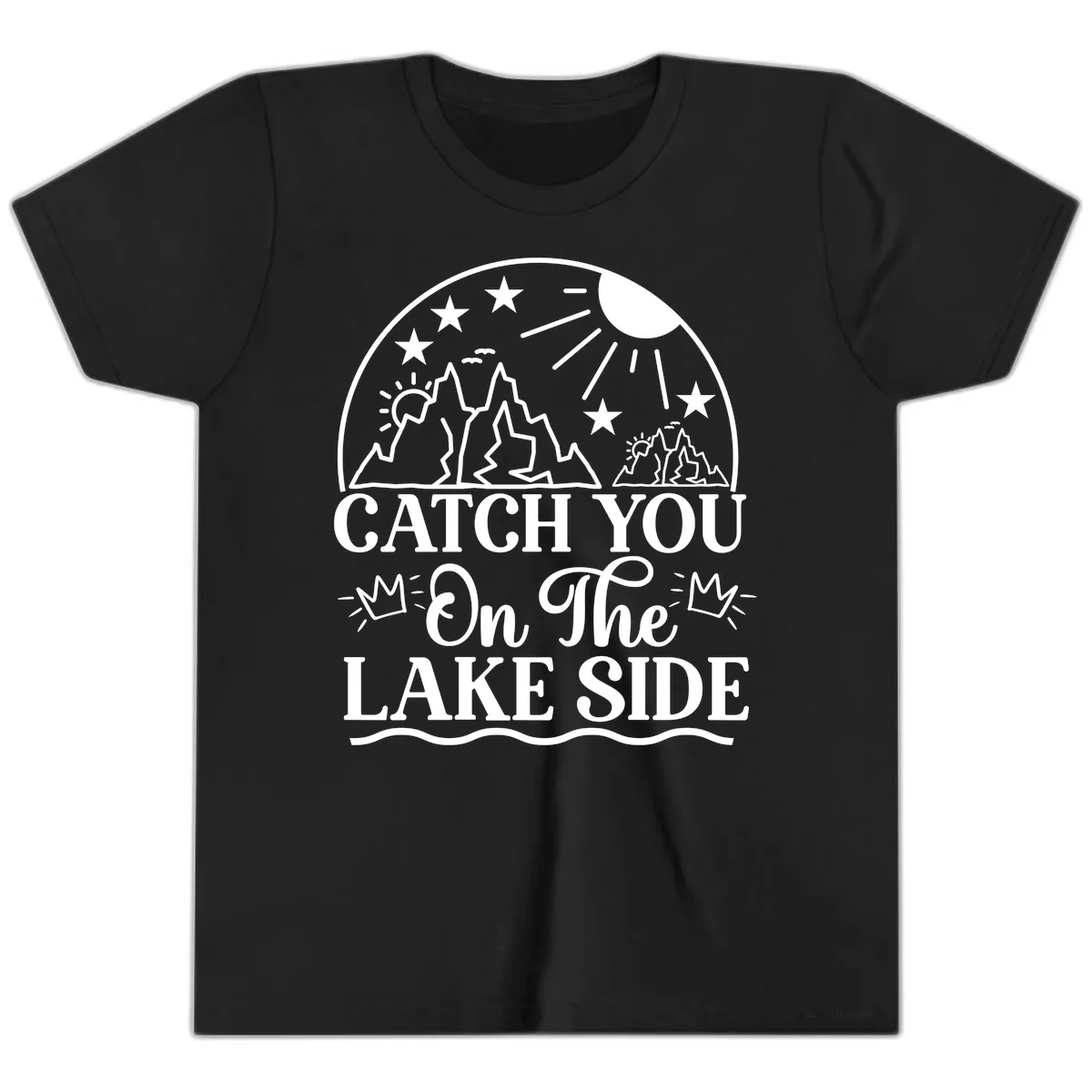 Catch You On The Lake Side Youth T-Shirt in Black