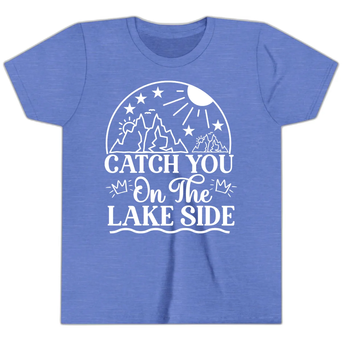 Catch You On The Lake Side Youth T-Shirt in Heather Columbia Blue