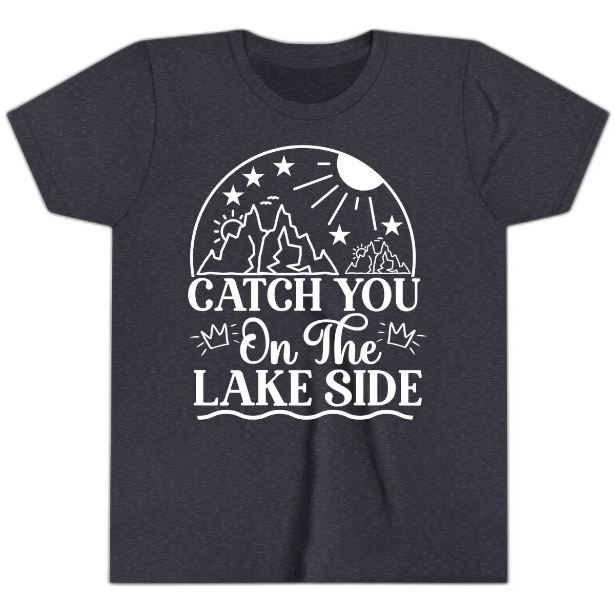 Catch You On The Lake Side Youth T-Shirt in Heather Navy