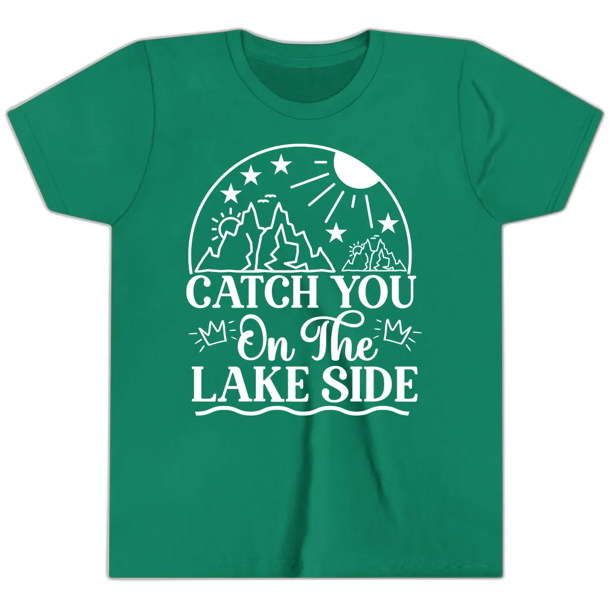 Catch You On The Lake Side Youth T-Shirt in Kelly