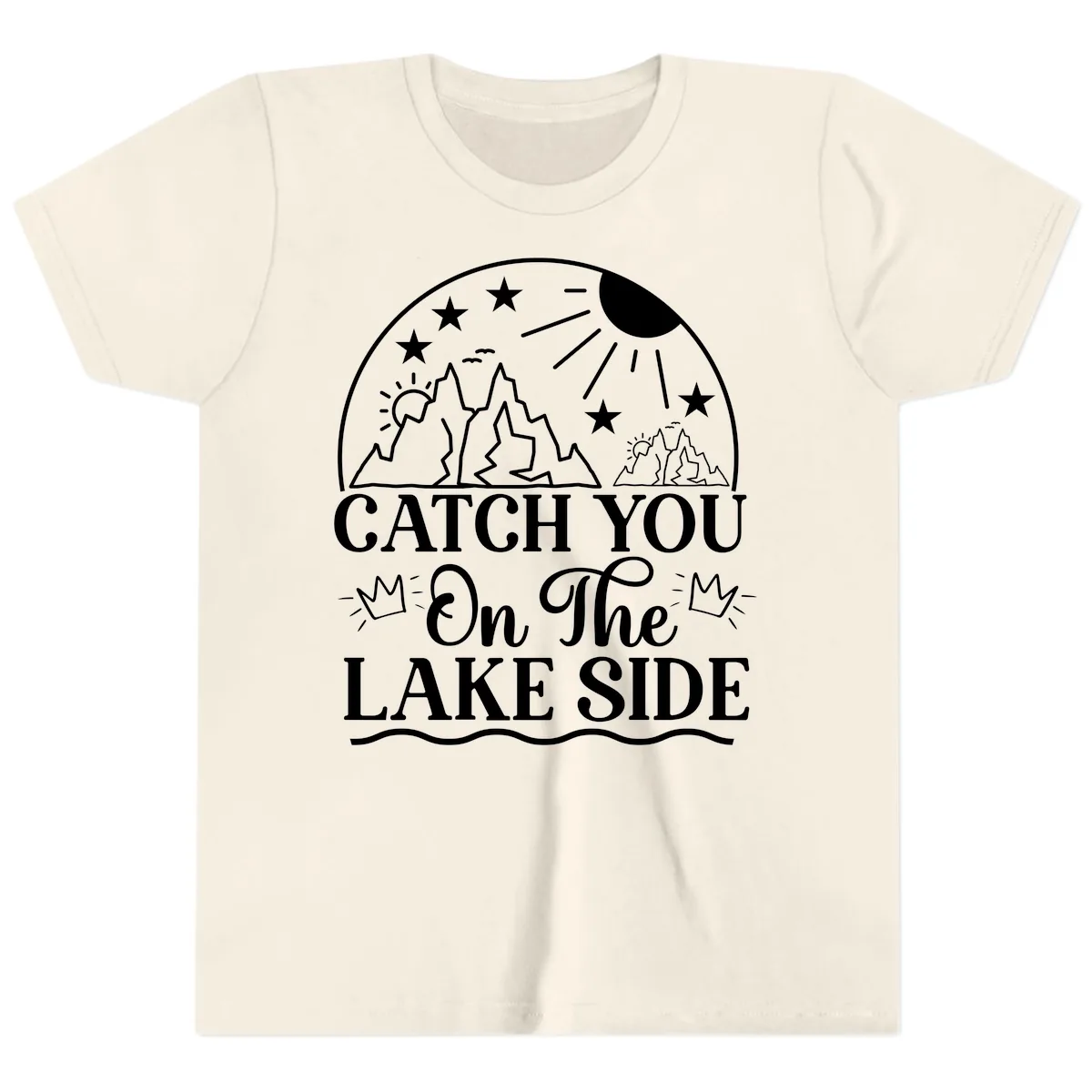 Catch You On The Lake Side Youth T-Shirt in Natural