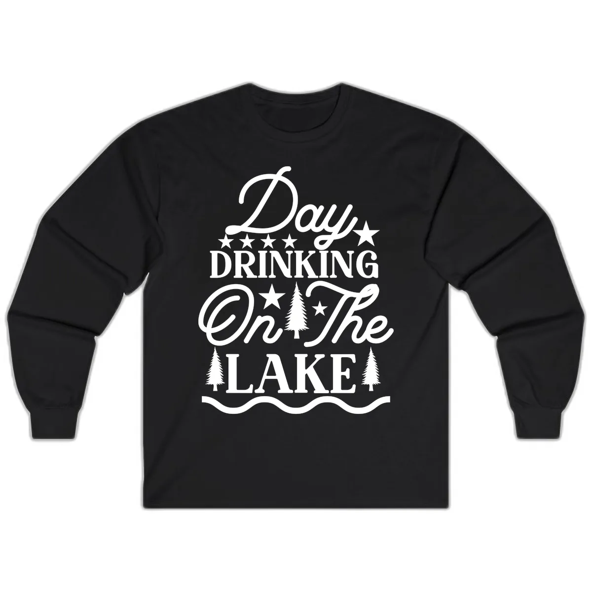 Day Drinking On The Lake Long Sleeve in Black