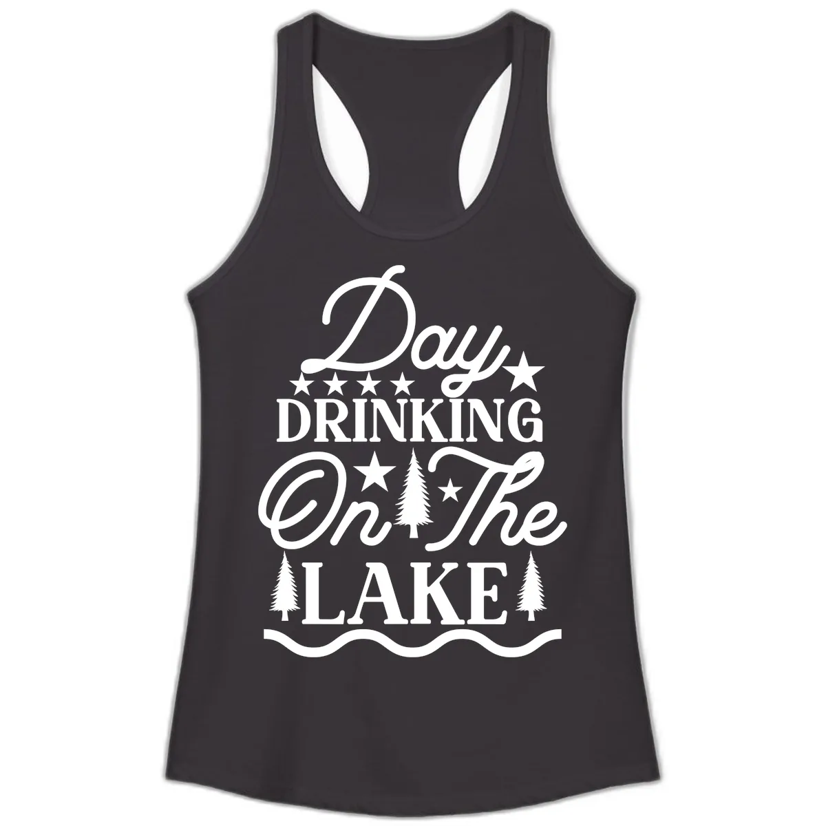 Day Drinking On The Lake Ladies Tank in Black