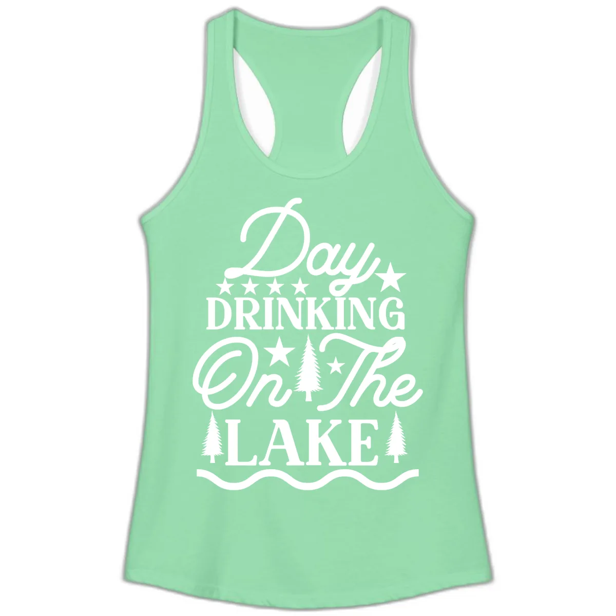 Day Drinking On The Lake Ladies Tank in Solid Mint