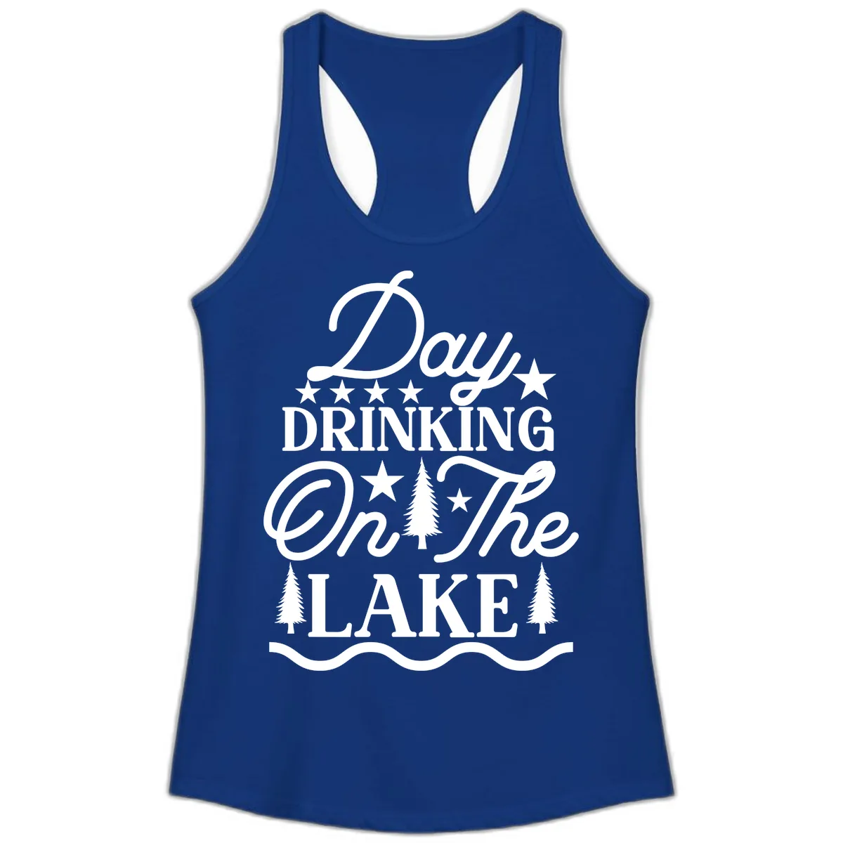 Day Drinking On The Lake Ladies Tank in Solid Royal