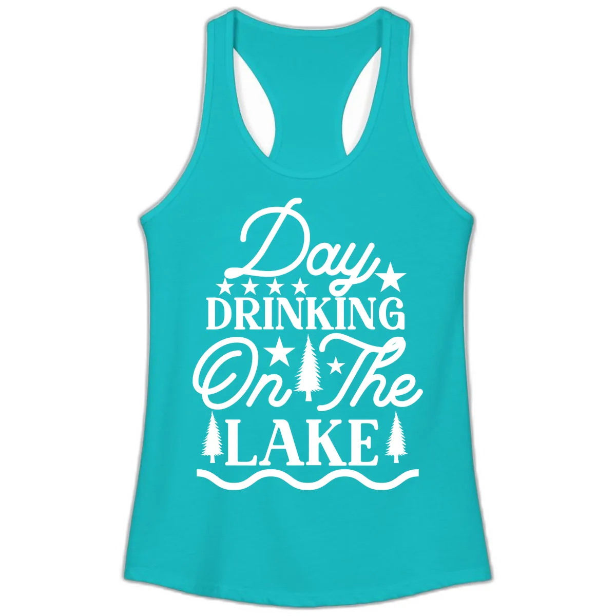 Day Drinking On The Lake Ladies Tank in Tahiti Blue