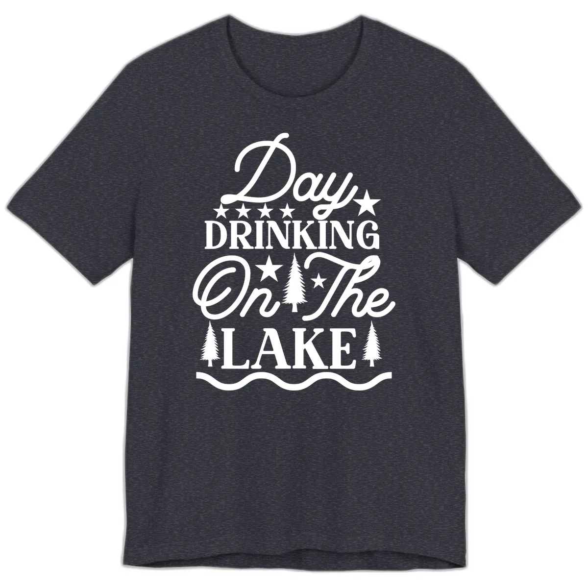 Day Drinking On The Lake Premium T-Shirt in Heather Navy