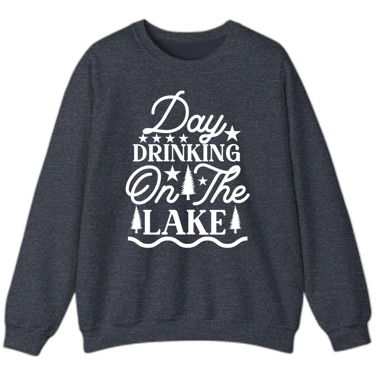 Day Drinking On The Lake Sweatshirt in Heather Sport Dark Navy