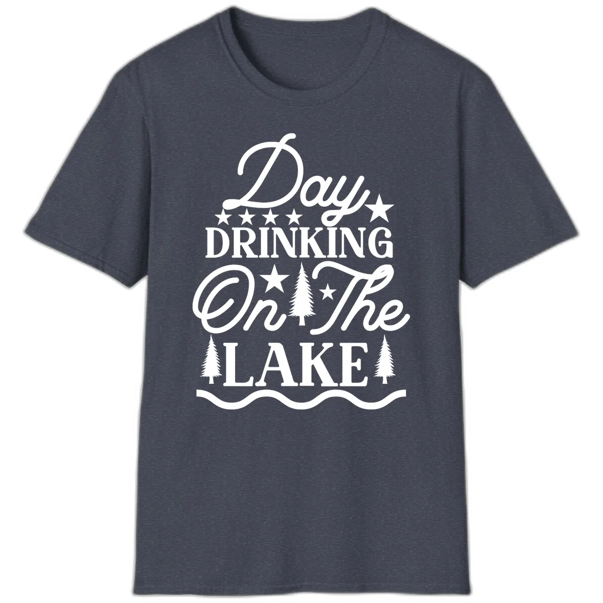 Day Drinking On The Lake T-Shirt in Heather Navy