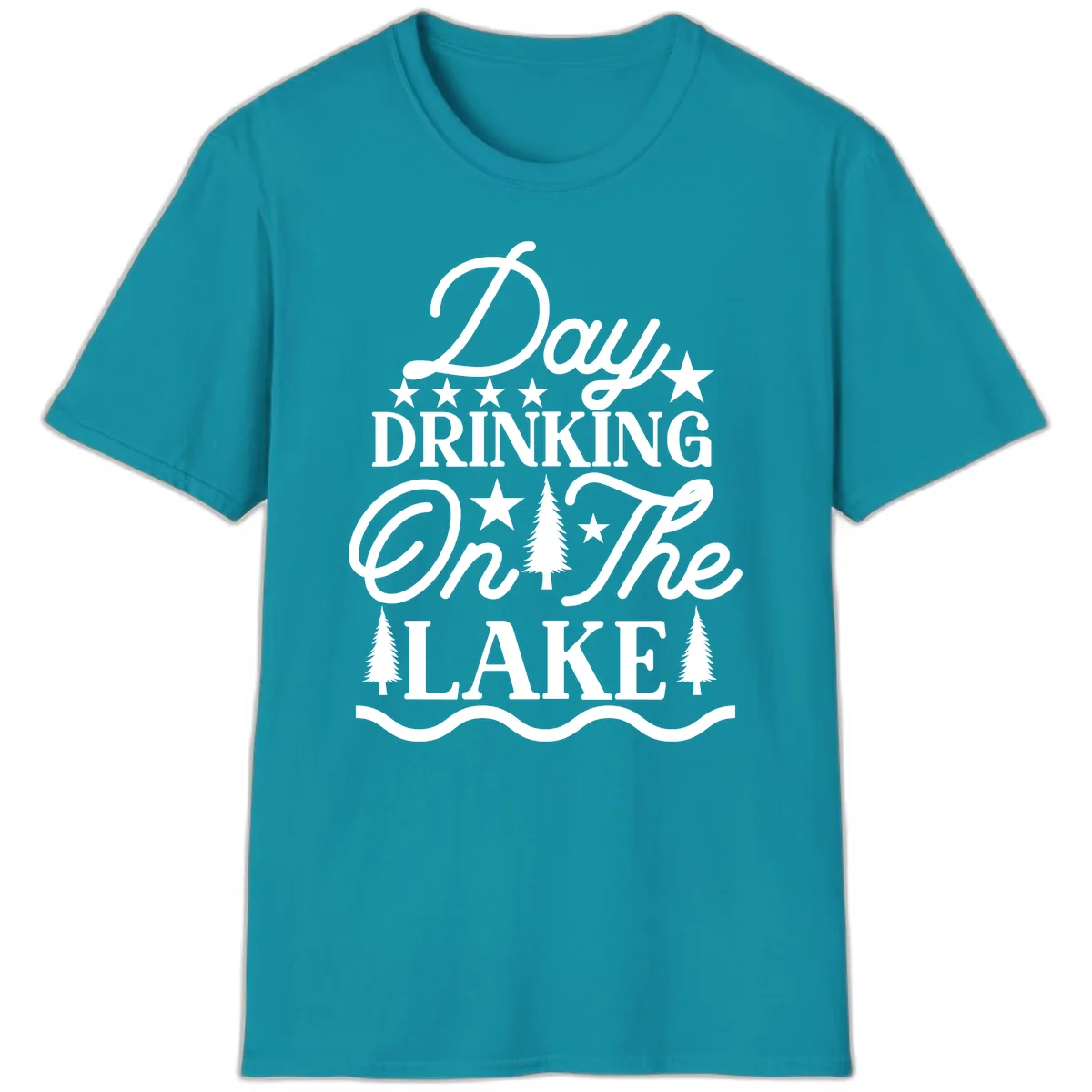 Day Drinking On The Lake T-Shirt in Tropical Blue
