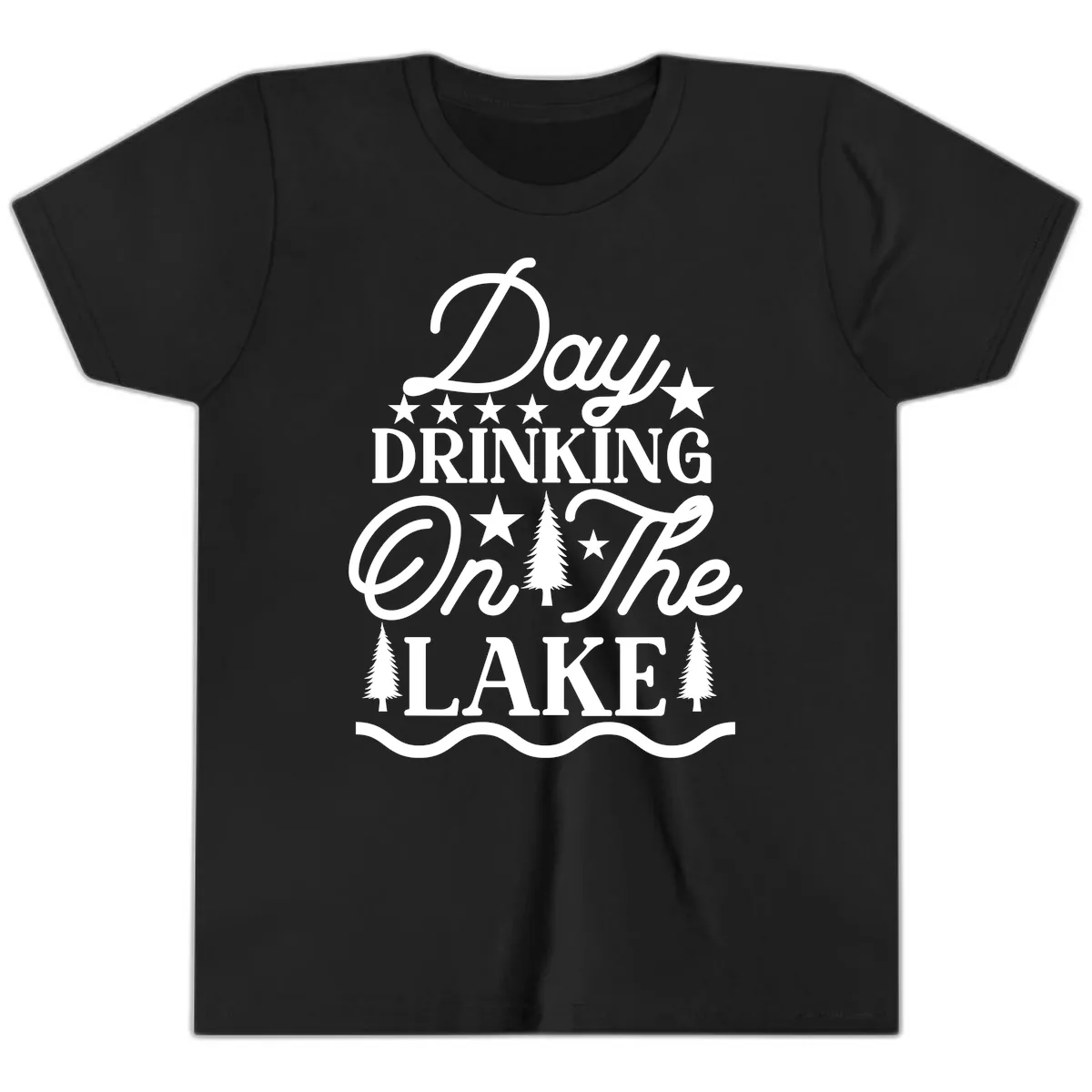 Day Drinking On The Lake Youth T-Shirt in Black