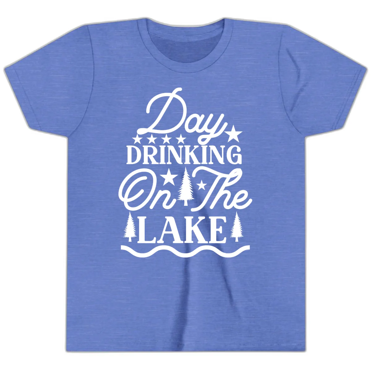 Day Drinking On The Lake Youth T-Shirt in Heather Columbia Blue