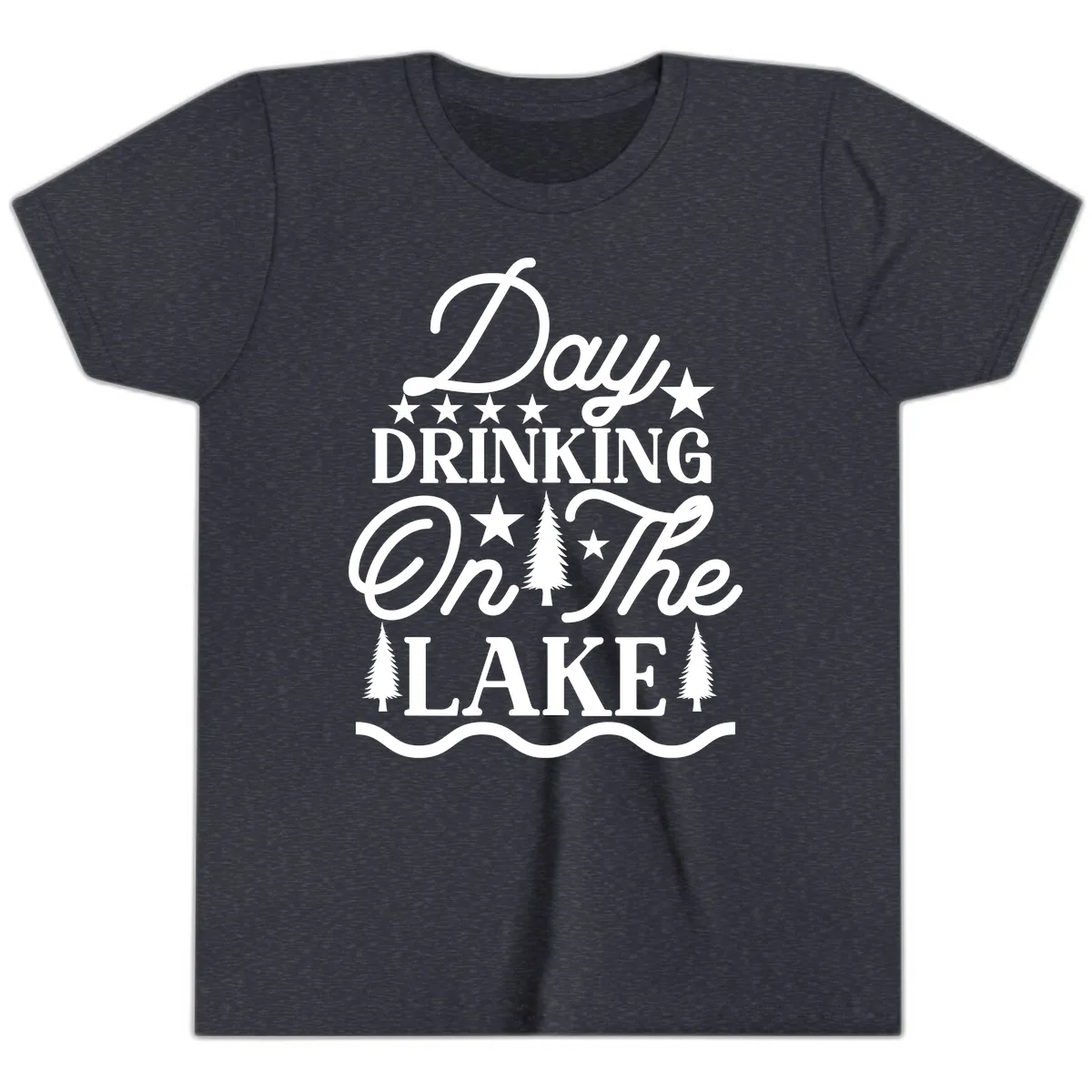 Day Drinking On The Lake Youth T-Shirt in Heather Navy